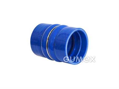 Přímá spojka s vyboulením a prstenci RADIASIL N, 65/69,5mm, délka 120mm, 2x vyboulení, 1x prstenec, 3,5bar, Meta-Aramid, -45°C/+195°C, modrá